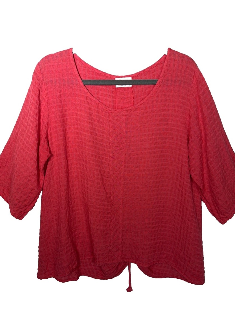 Linnea Pink Linen Blend (70% Linen) Textured Top Tie Detail Size S Made in USA